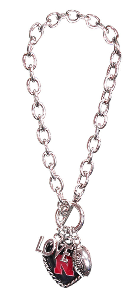 Heart N Football Charm Toggle Bracelet