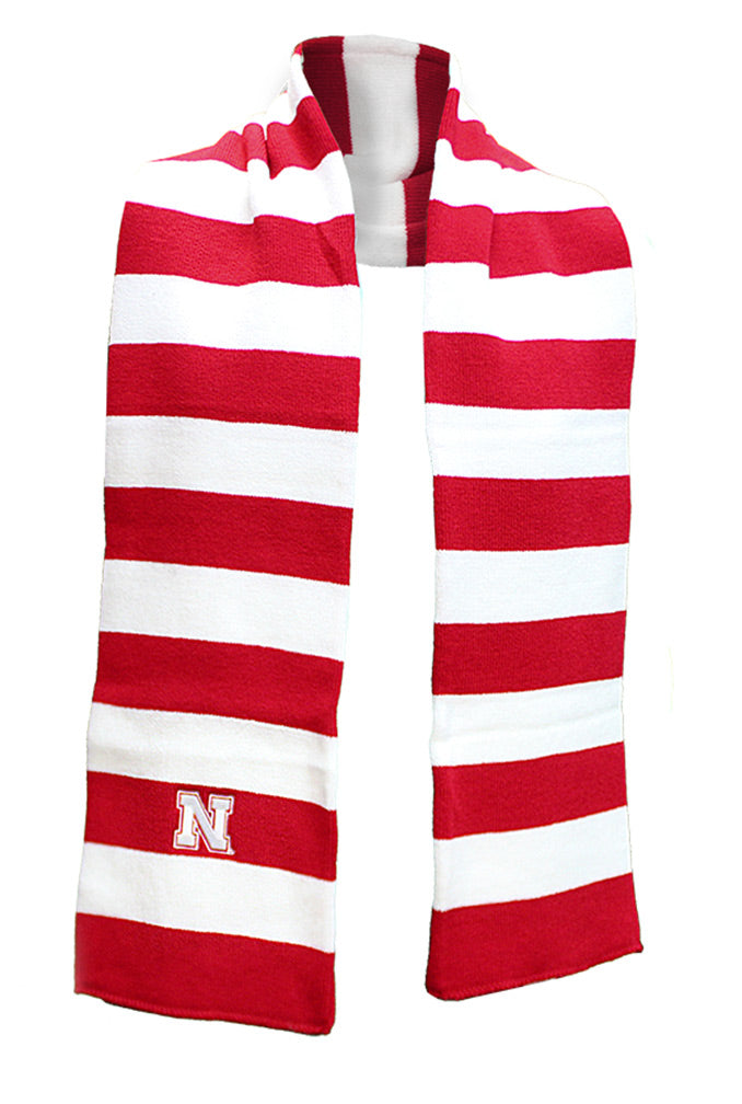 Red And White Nebraska Rugby Stripe Scarf LogoFit