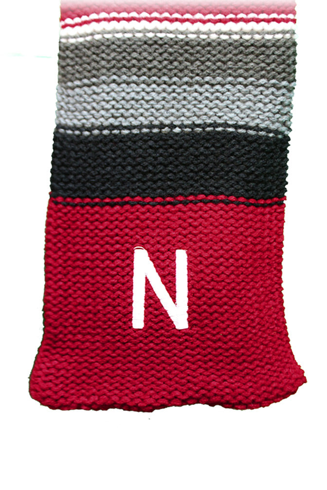 Nebraska Stripe Knit Scarf