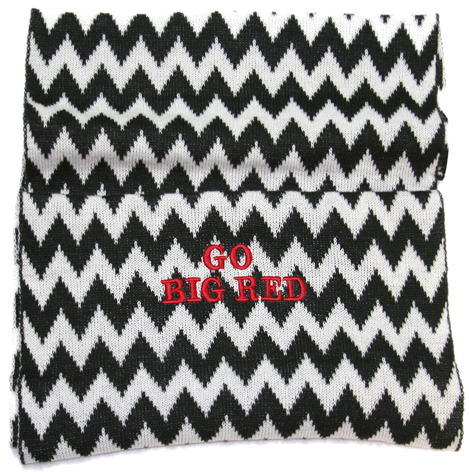 Black Chevron GO BIG RED Scarf