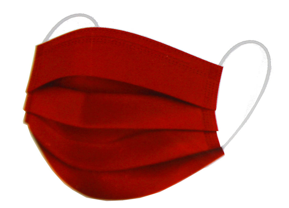 Box of 50 Red 3-Ply Face Masks