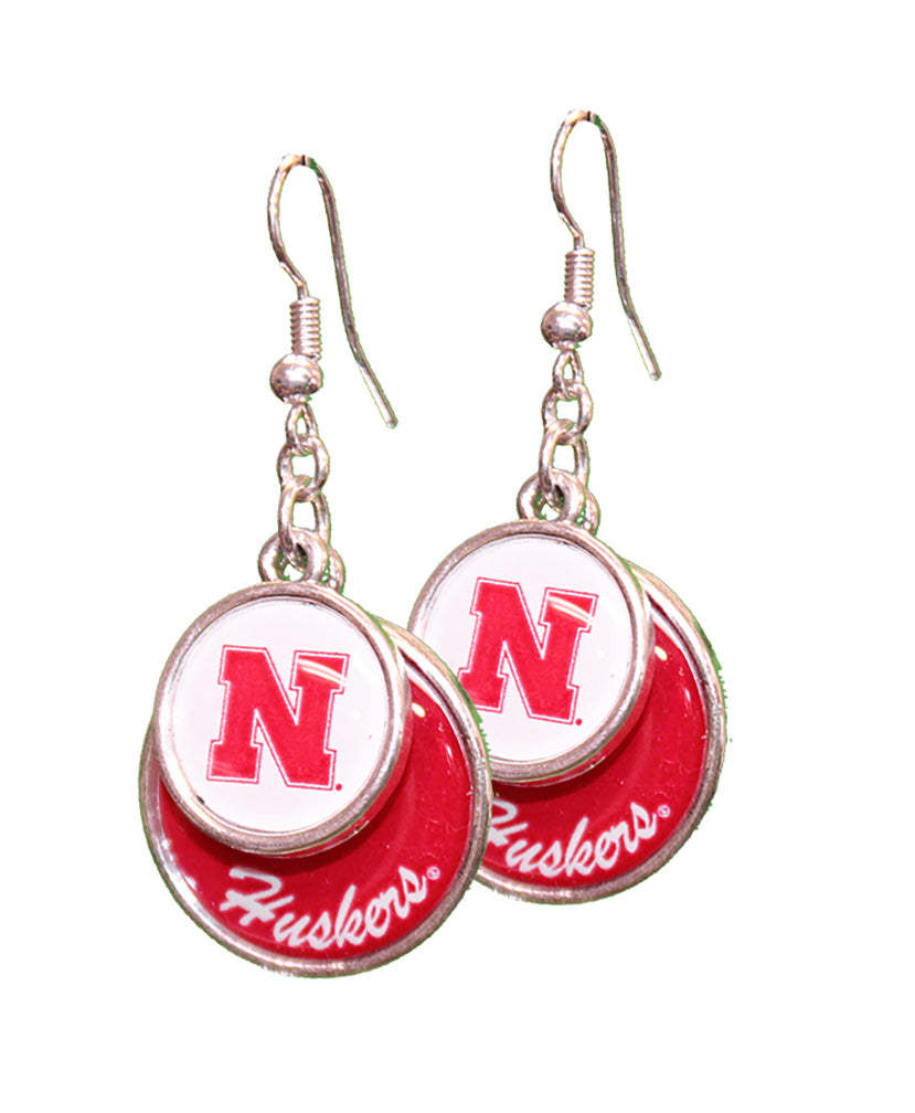 Huskers Stacked Disc Dangle Earrings