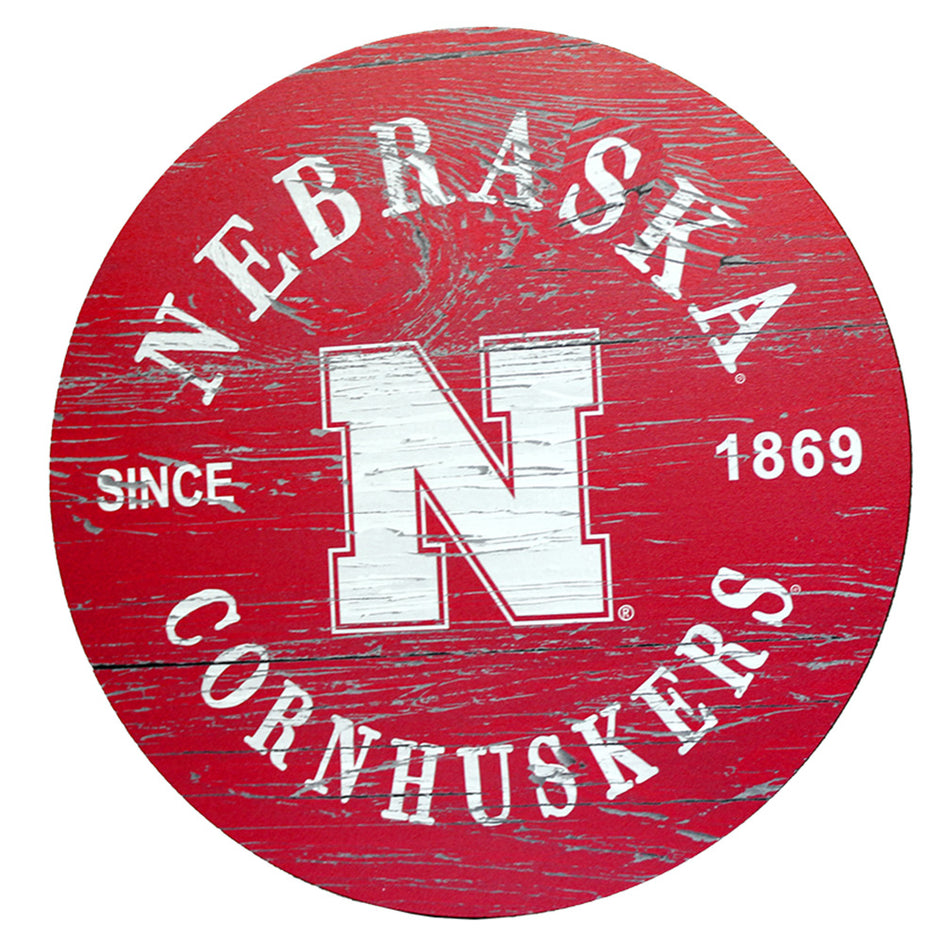 Nebraska Cornhuskers Round Wall Sign