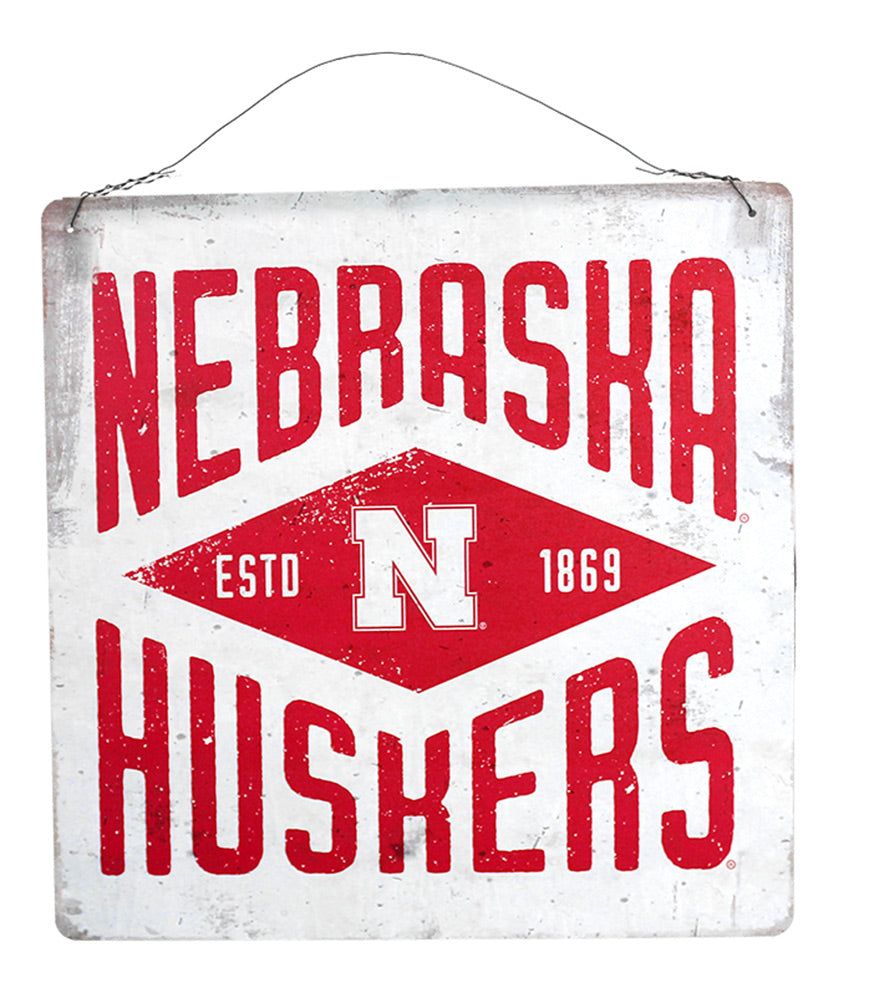 Nebraska Huskers Est. Diamond Tin Sign