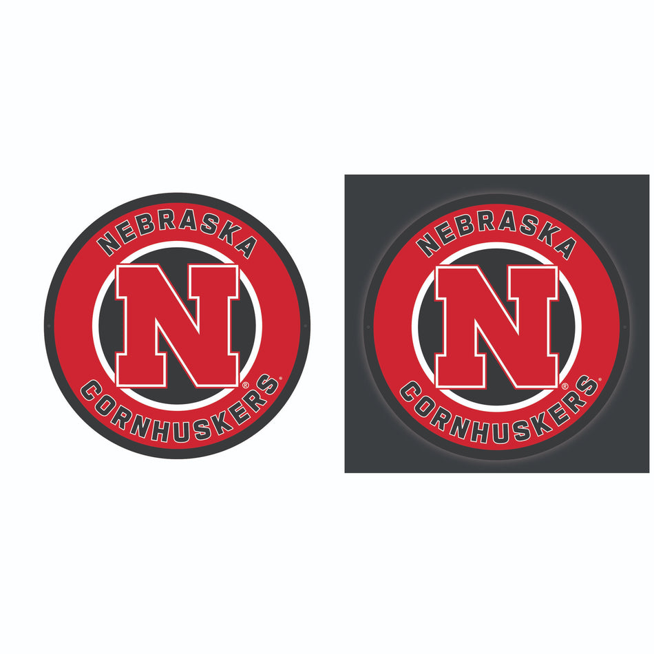 Nebraska Cornhuskers Round LED Wall Light Evergreen