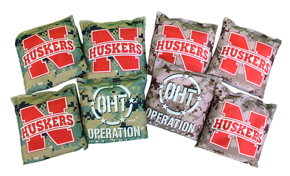 Hat Trick Camo Husker Cornhole Bags