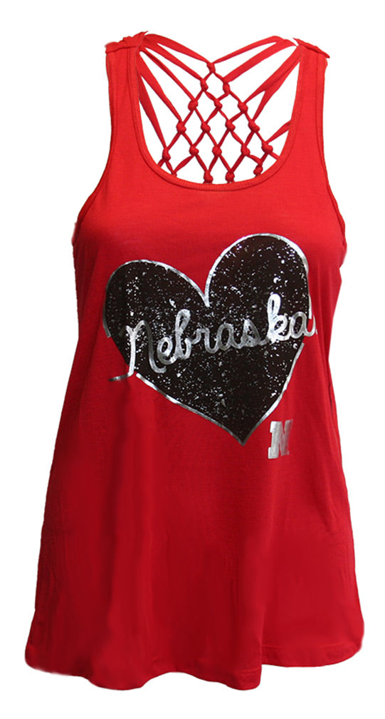 Heart Nebraska Ladies Big League Tank
