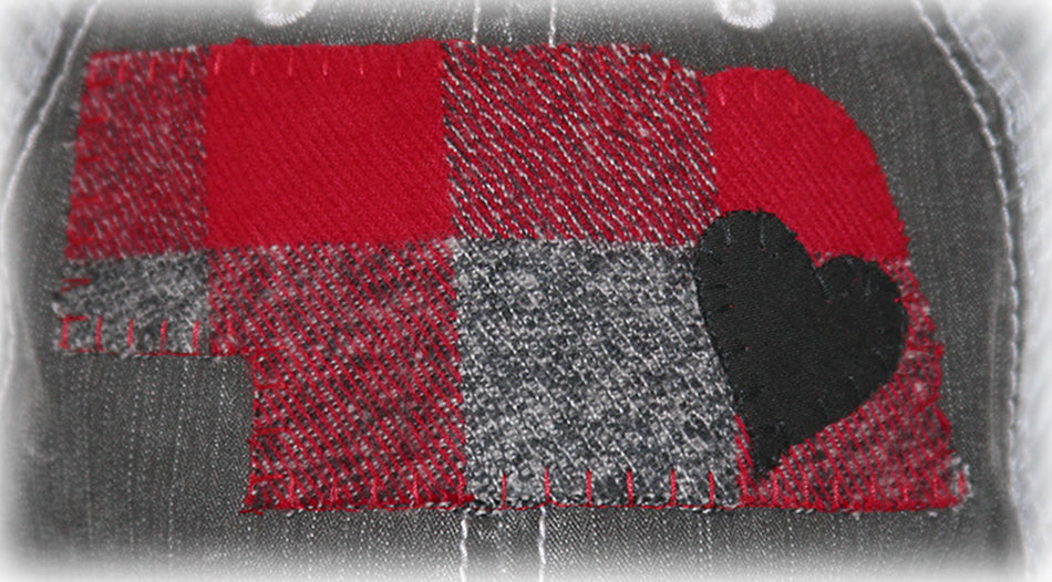 Heart Nebraska Plaid Meshback Cap