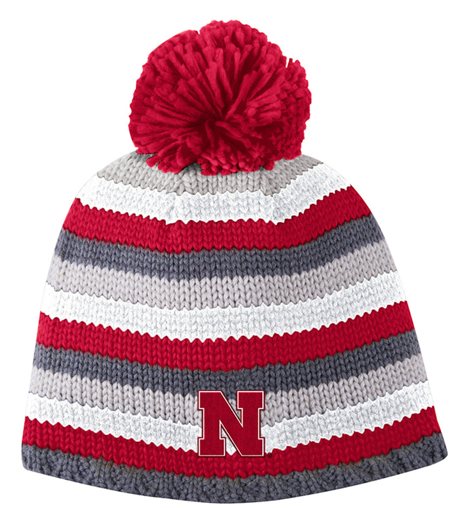 Adidas Textured Husker Striped Beanie Pom