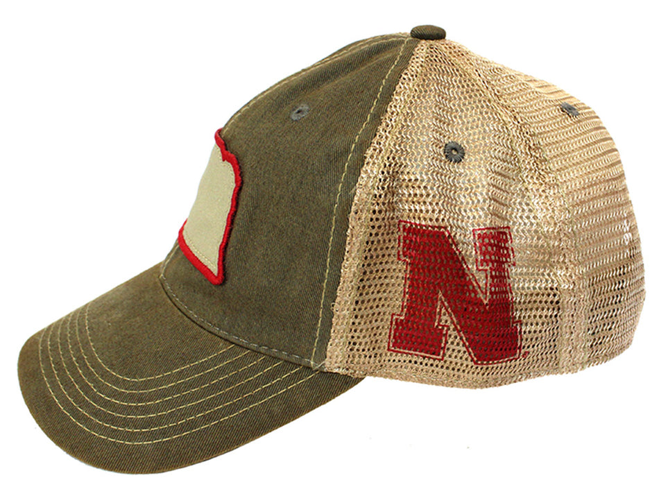 Huskers State Washed Gray Trucker Lid