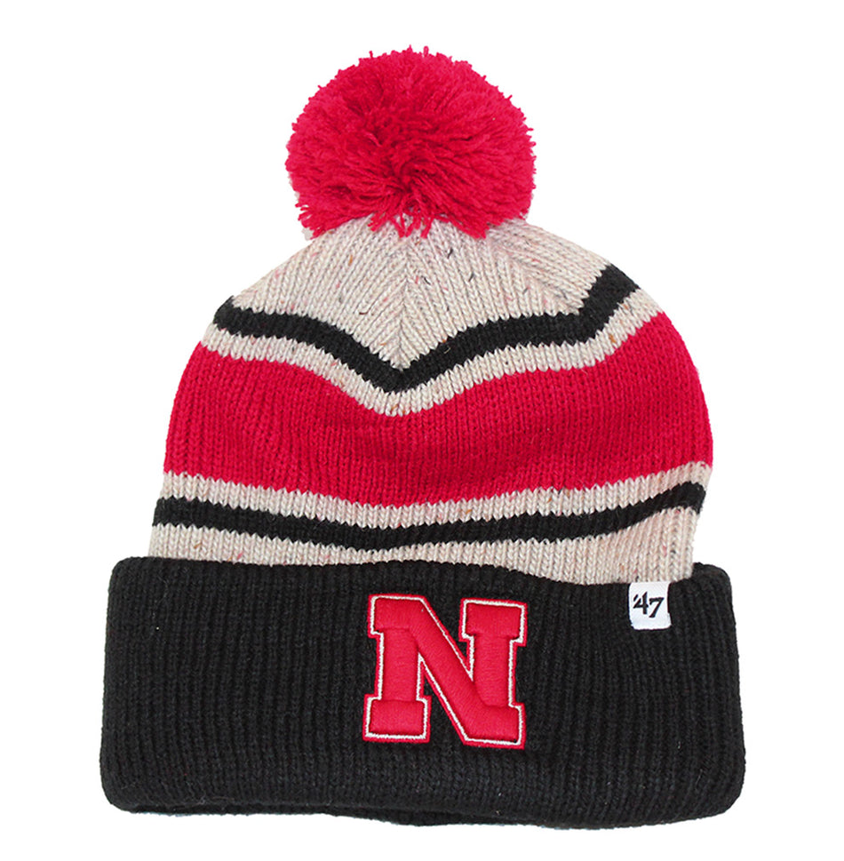 Oatmeal Striped Nebraska Pom Knit