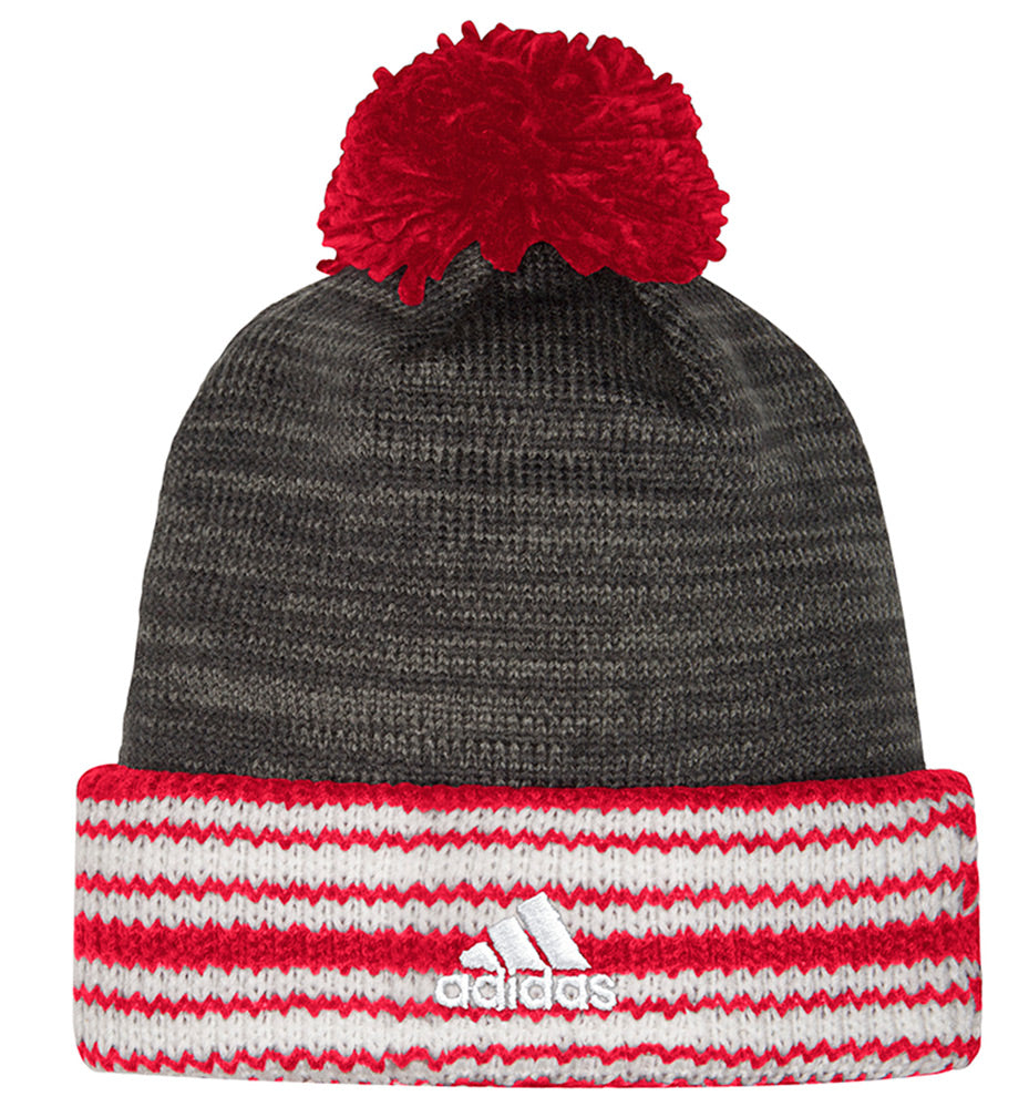 Adidas Nebraska Cuffed Stripe Pom Knit