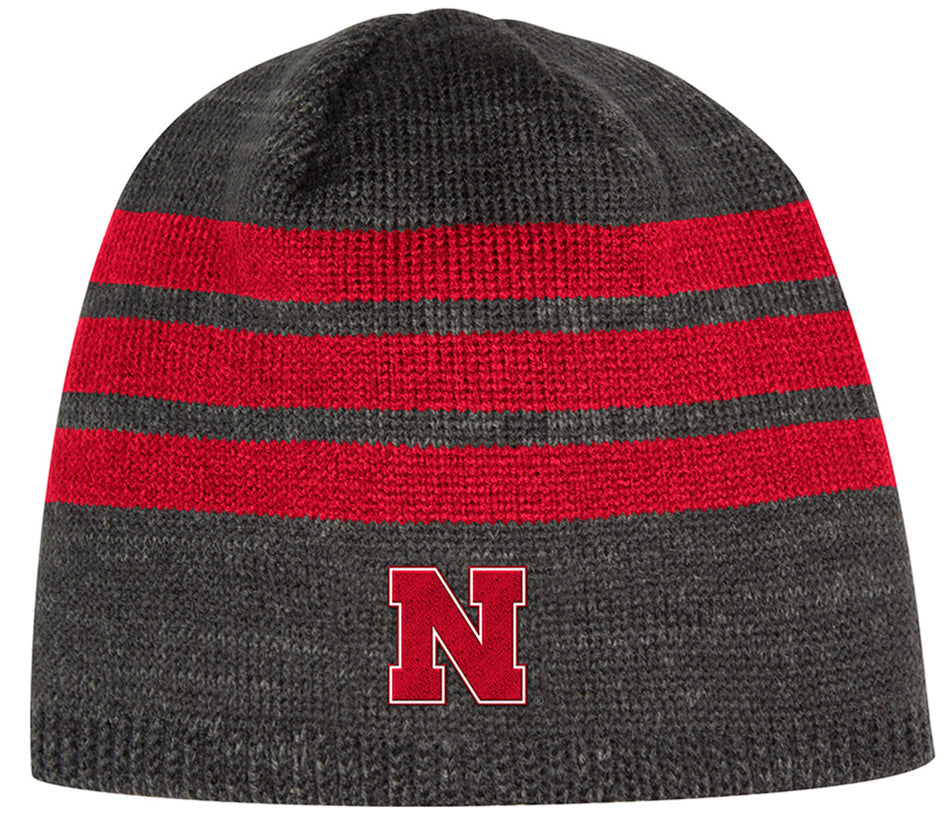Adidas Nebraska Heathered 3 Stripe Beanie