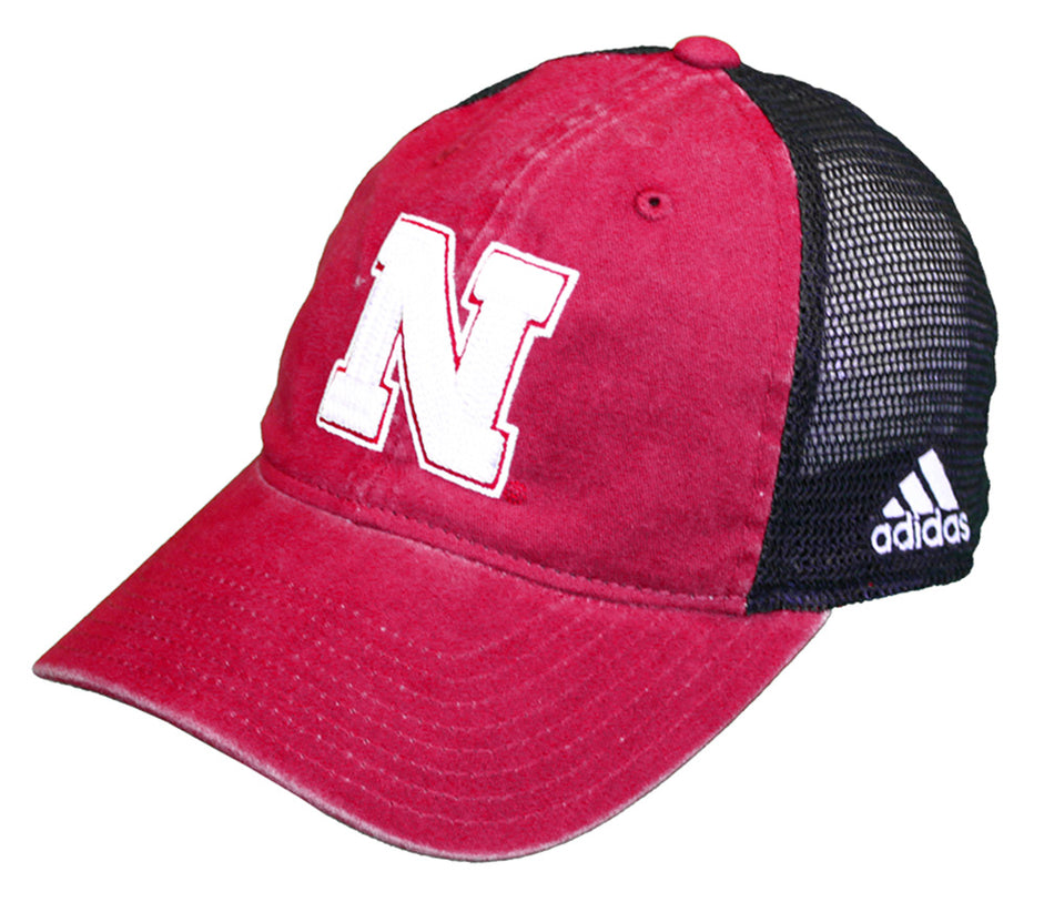 Adidas Black Red Adj Slouch Meshback Trucker Hat