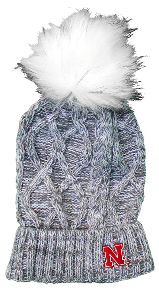 Ladies Nebraska Marled Pom Beanie