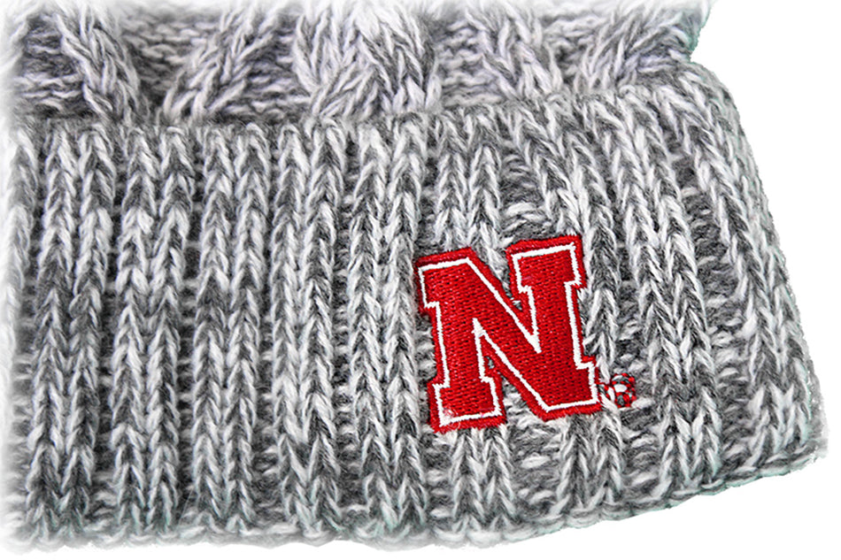Ladies Nebraska Marled Pom Beanie