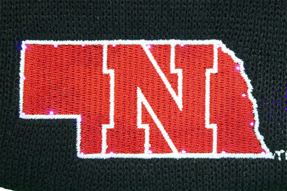 Nebraska Light-Up Pom Knit Beanie