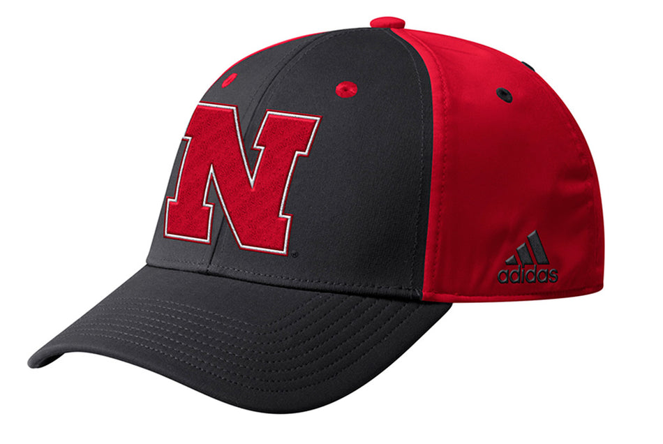 Adidas Official 2019 Sideline Coaches Nebraska Flex Hat - Black N Red