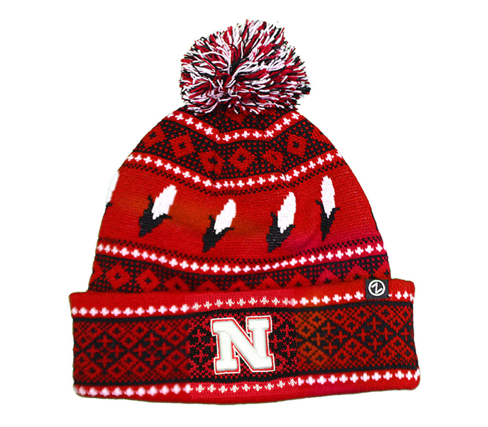 Huskers Corn Carousel Cuffed Pom Knit