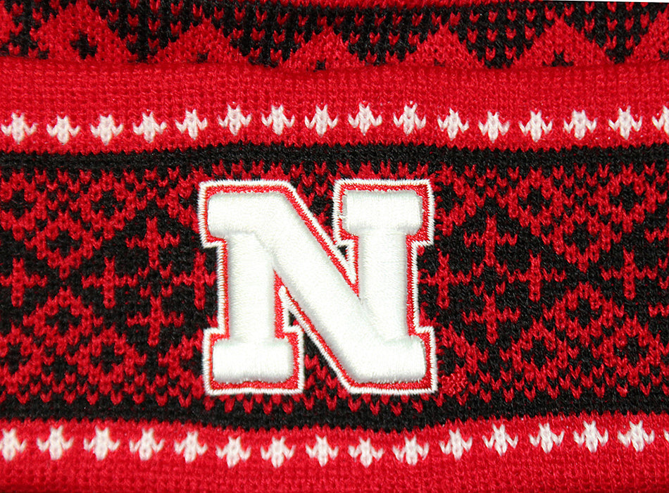 Huskers Corn Carousel Cuffed Pom Knit