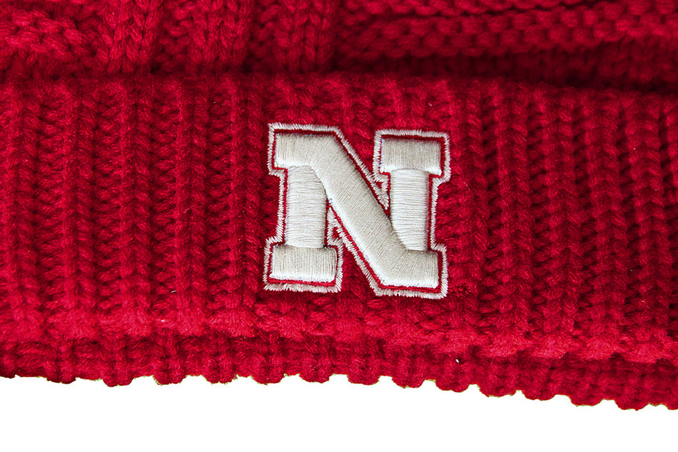 Nebraska Theta Fur Pom Cuffed Knit