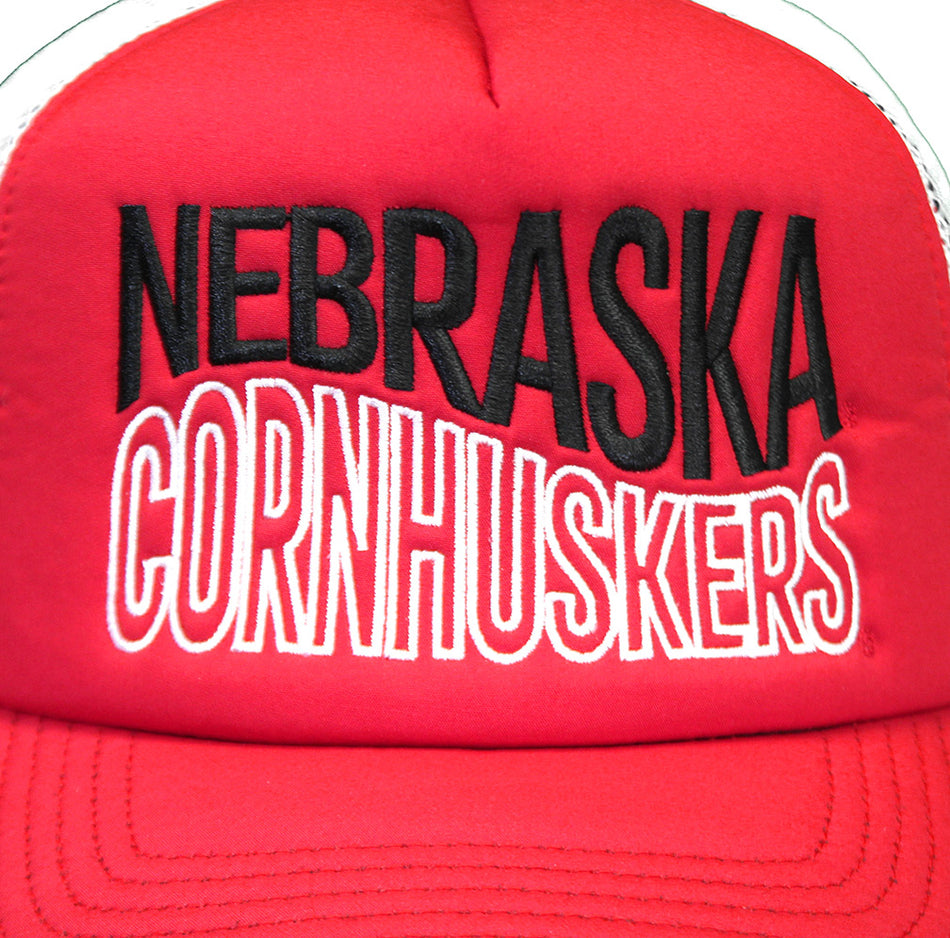 Adidas Red N White Nebraska Cornhuskers Groovy Foam Trucker