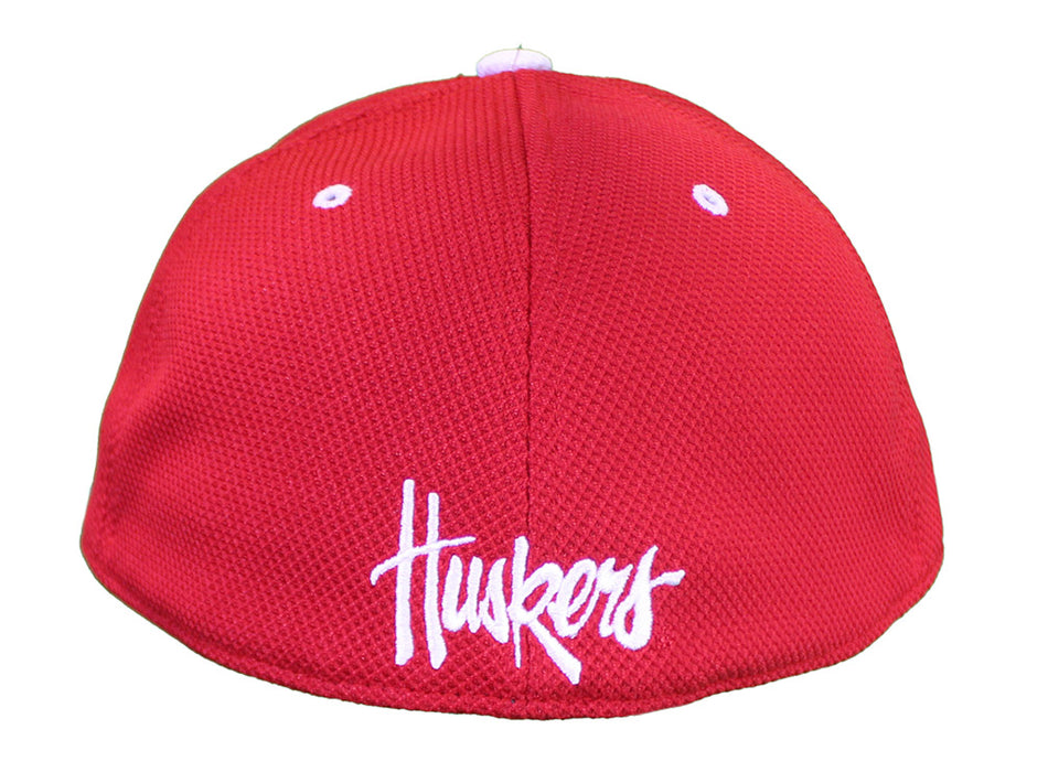 Adidas N Nebraska Huskers Flat Bill Fitted Baseball Hat