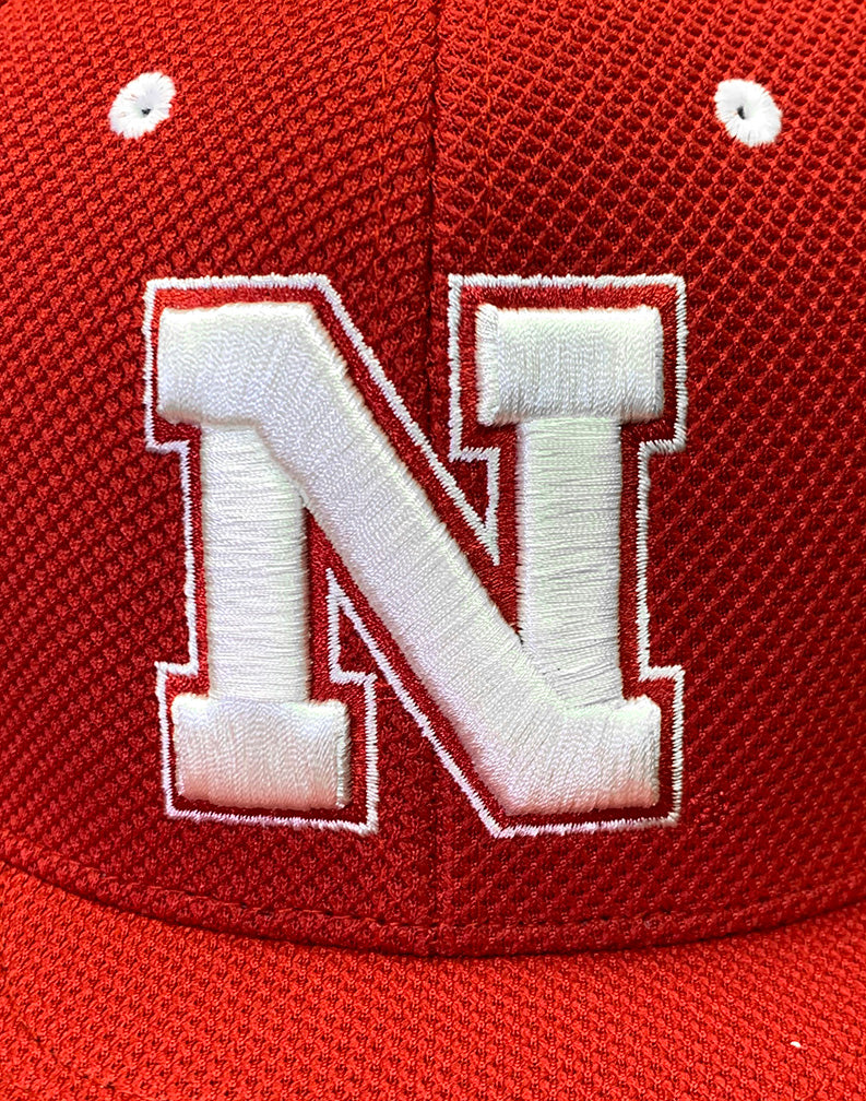 Adidas 2024 Red Nebraska Cream Iron N Mesh Fitted Flat Brim