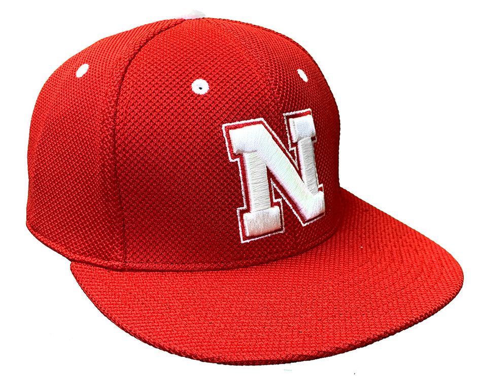 Adidas 2024 Red Nebraska Cream Iron N Mesh Fitted Flat Brim