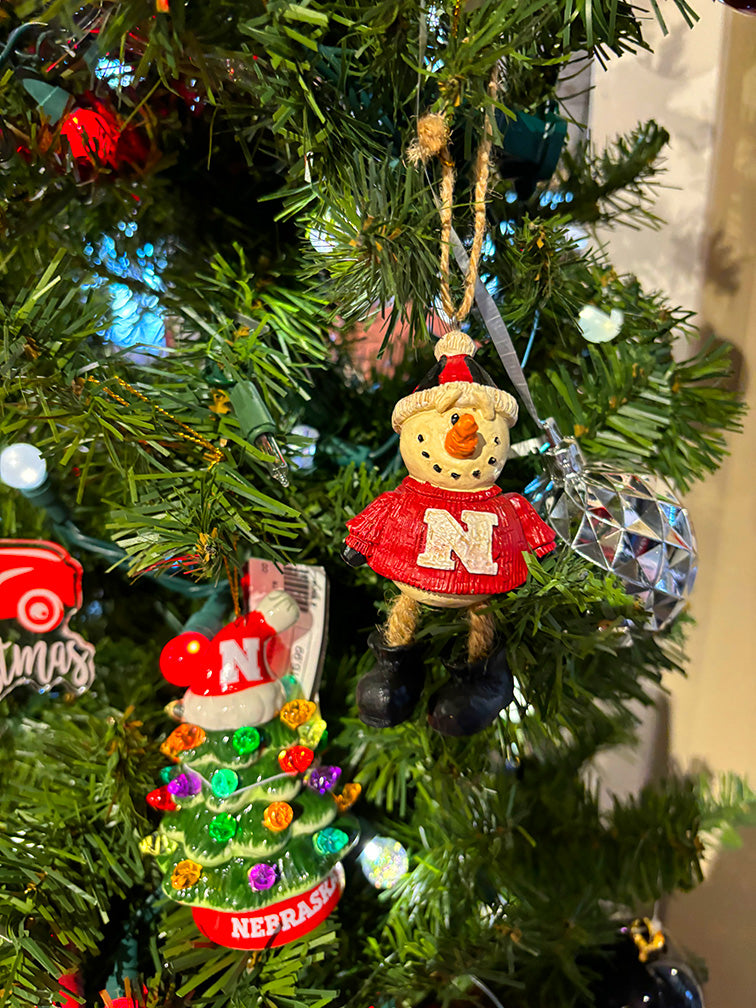 Nebraska Christmas Tree N Santa Hat LED Ornament
