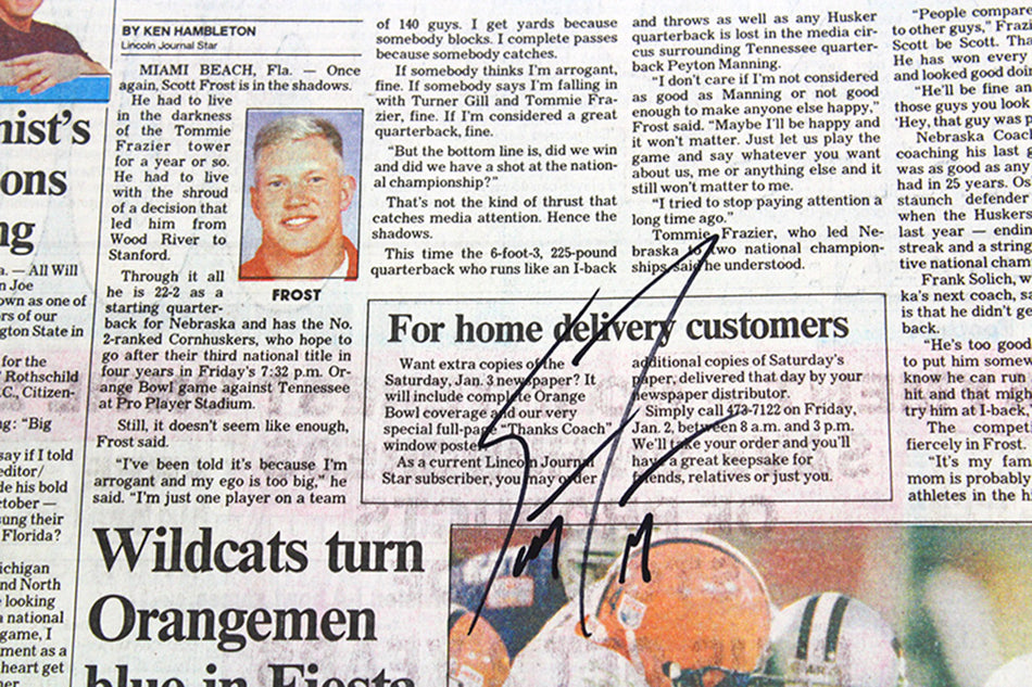 Scott Frost Autographed 1998 Orange Bowl Journal Star (Jan. 1) Preview Paper