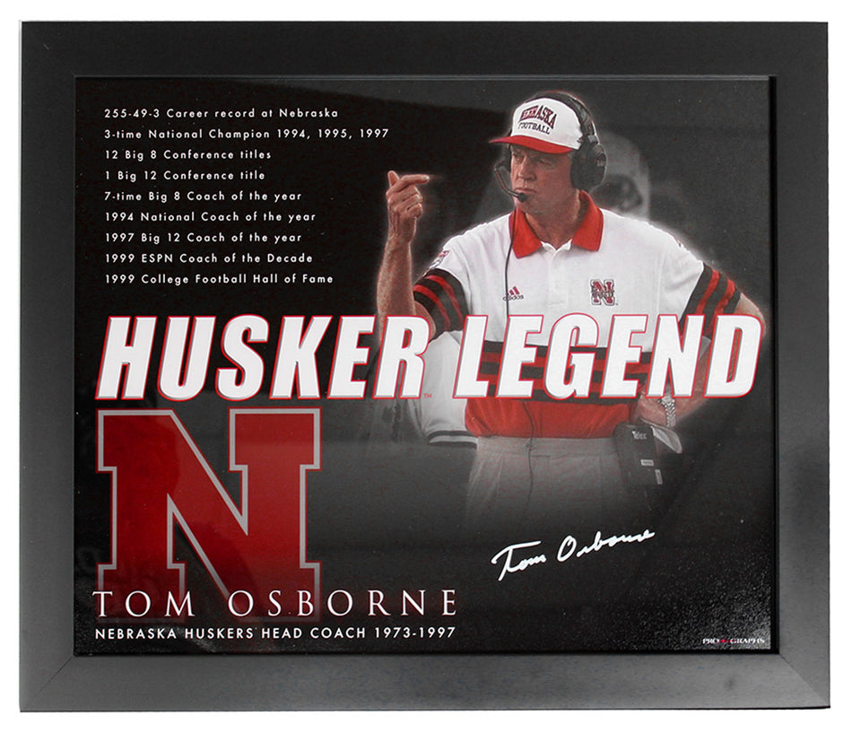 Tom Osborne Husker Legend Signed Framed Print