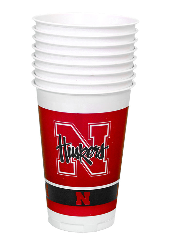 20 oz. Nebraska Plastic Cups 8 pack