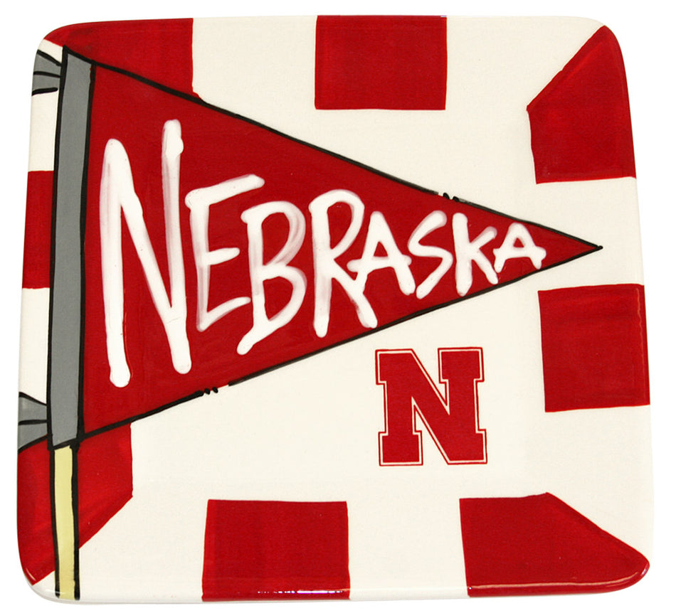 Nebraska Pennant Flag Square Plate