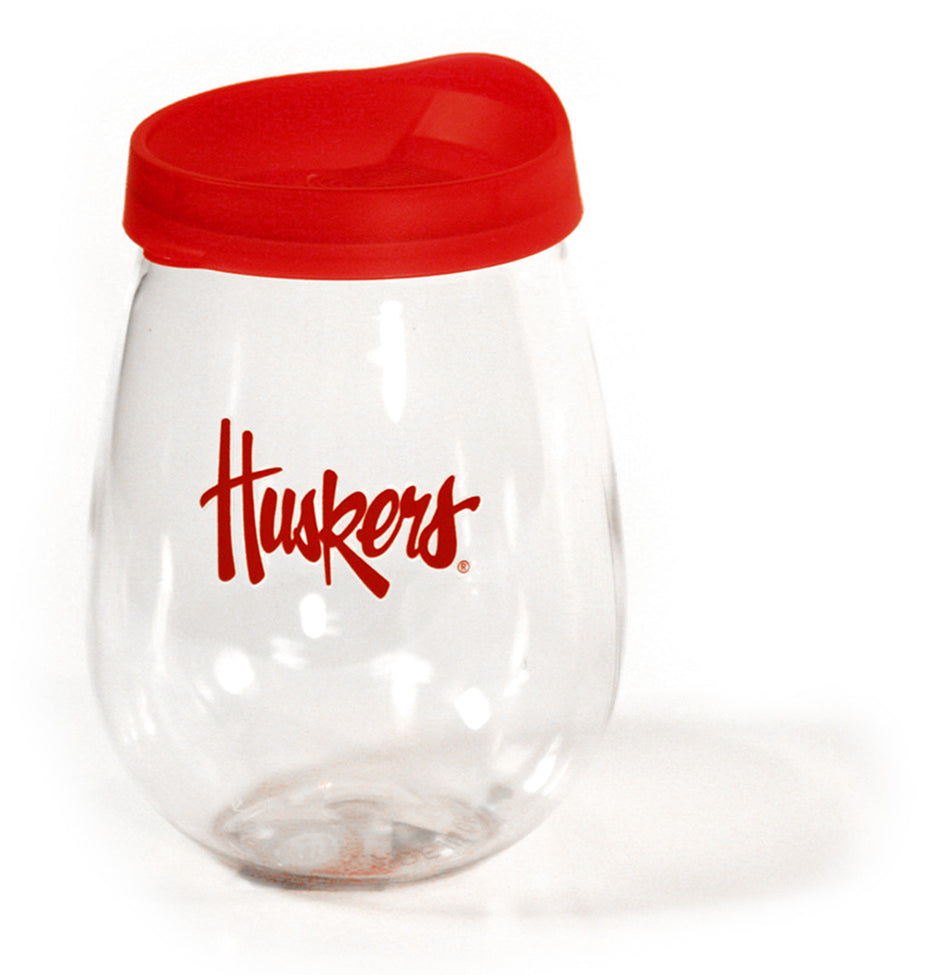 Nebraska Tailgater Wine Glass N Lid