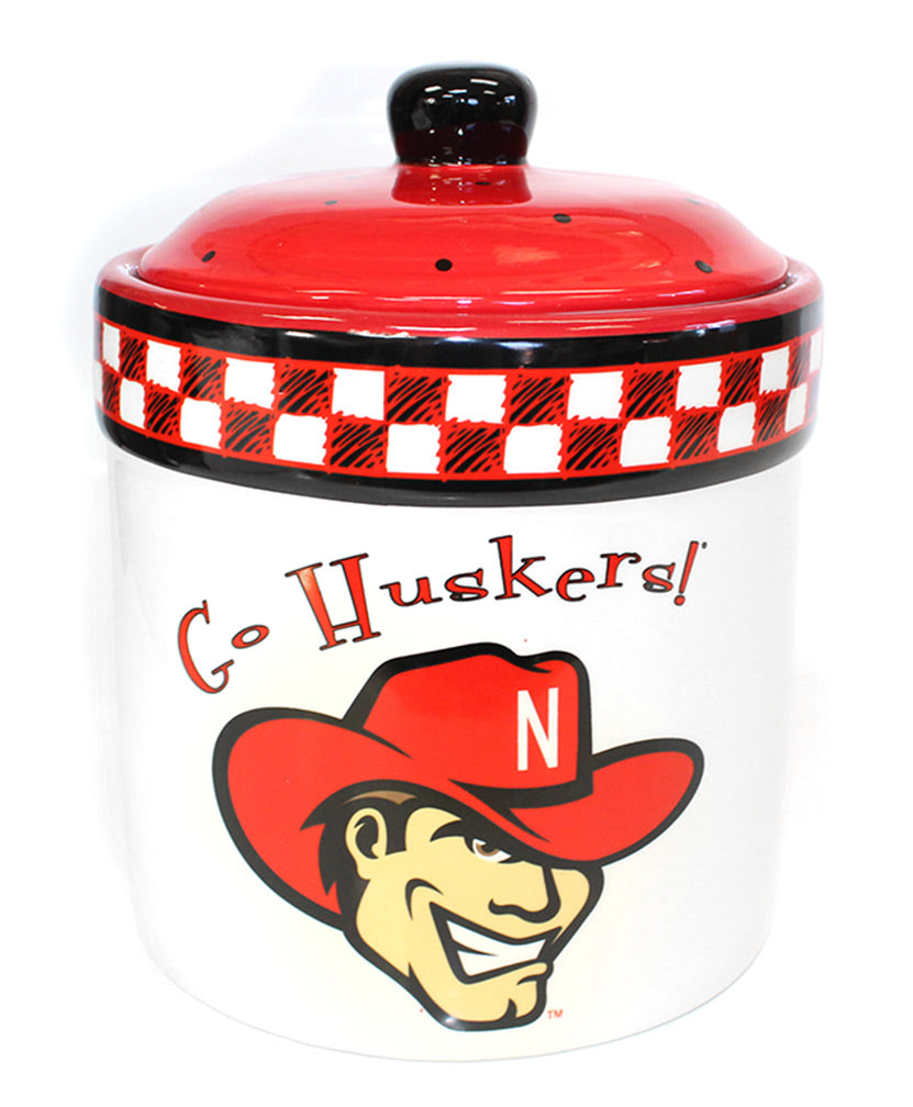 Go Huskers Polka Dot Cookie Jar
