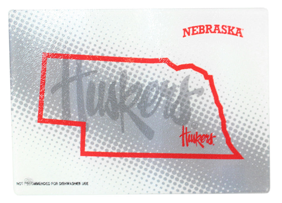 Huskers State Outline Glass Cutting Board