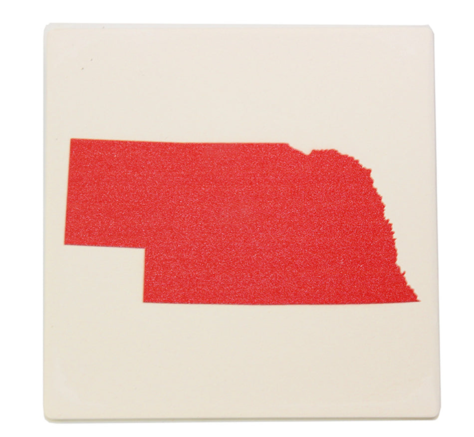 Nebraska State Outline Coaster Wood Base Set
