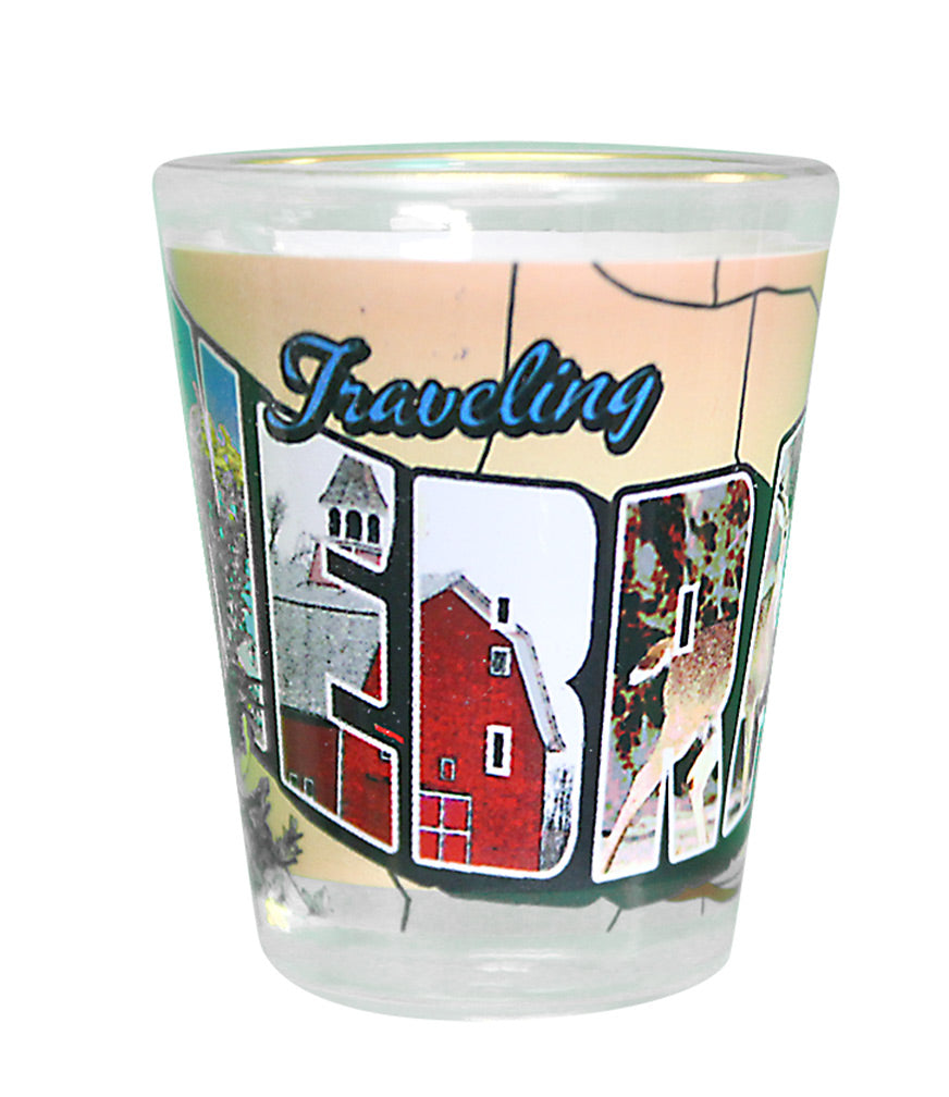 Nebraska Post Card Shot Glass