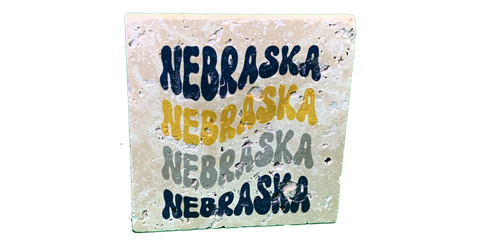 Wavy Nebraska Text Stone Coaster