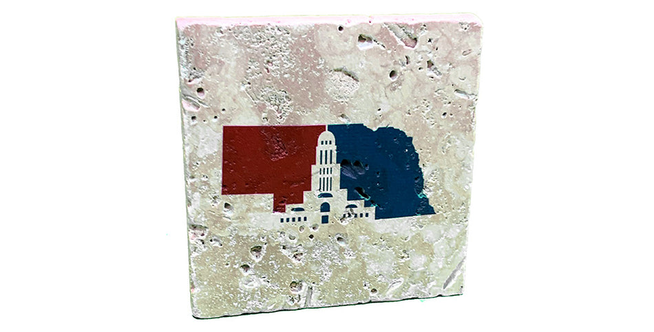 Patriotic Lincoln Nebraska Capitol Stone Coaster