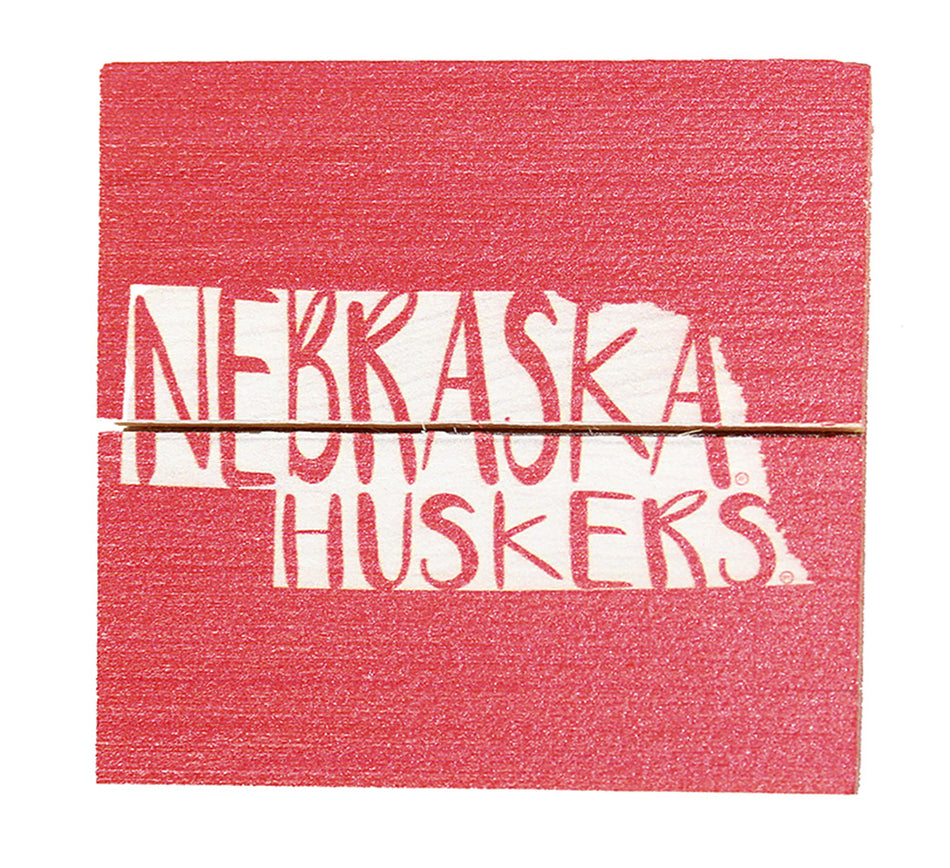 Nebraska Huskers State Wood Magnet