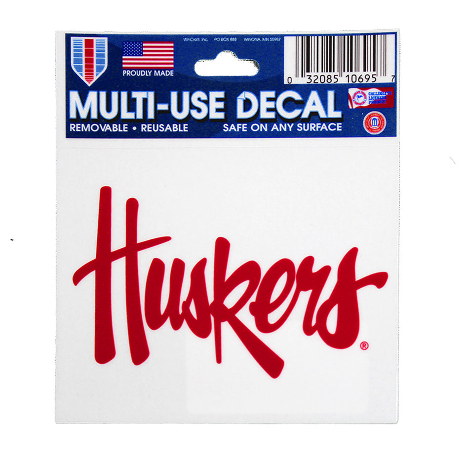 Red Huskers Script Decal