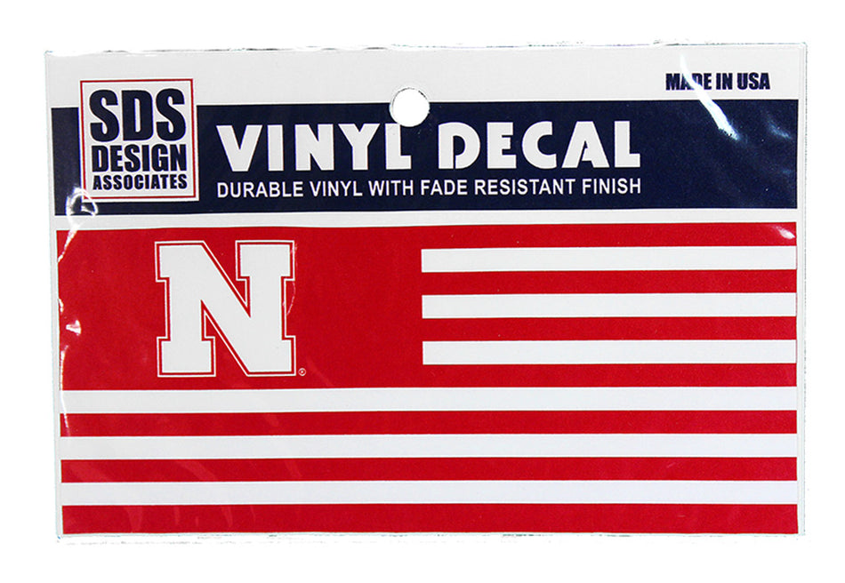 Nebraska N Red White Flag Bumper Decal