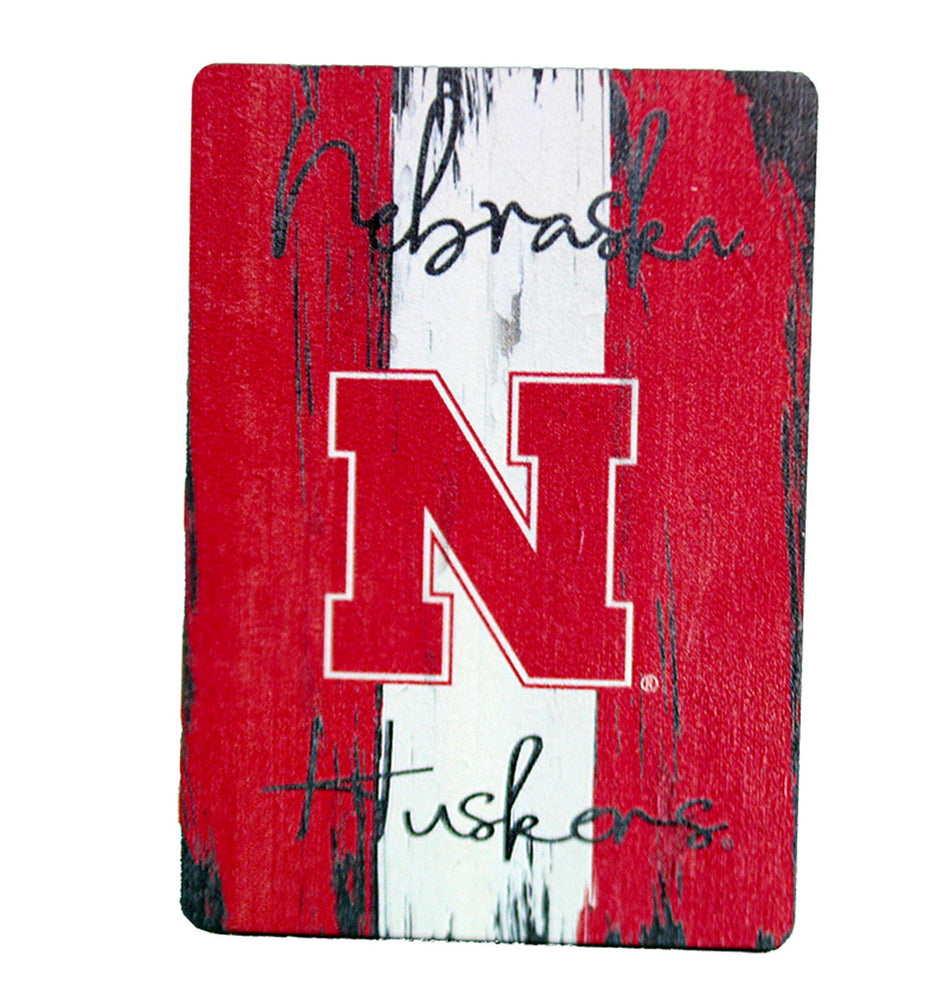 Huskers Stripe Wood Magnet