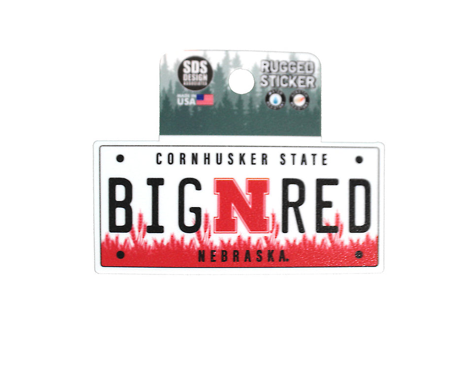 Big Red License Plate Rugged Sticker