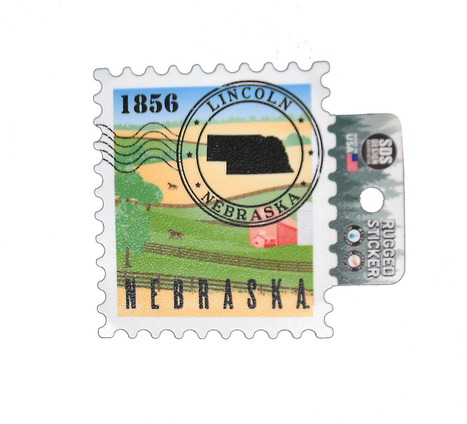 Nebraska Postage Stamp Rugged Sticker