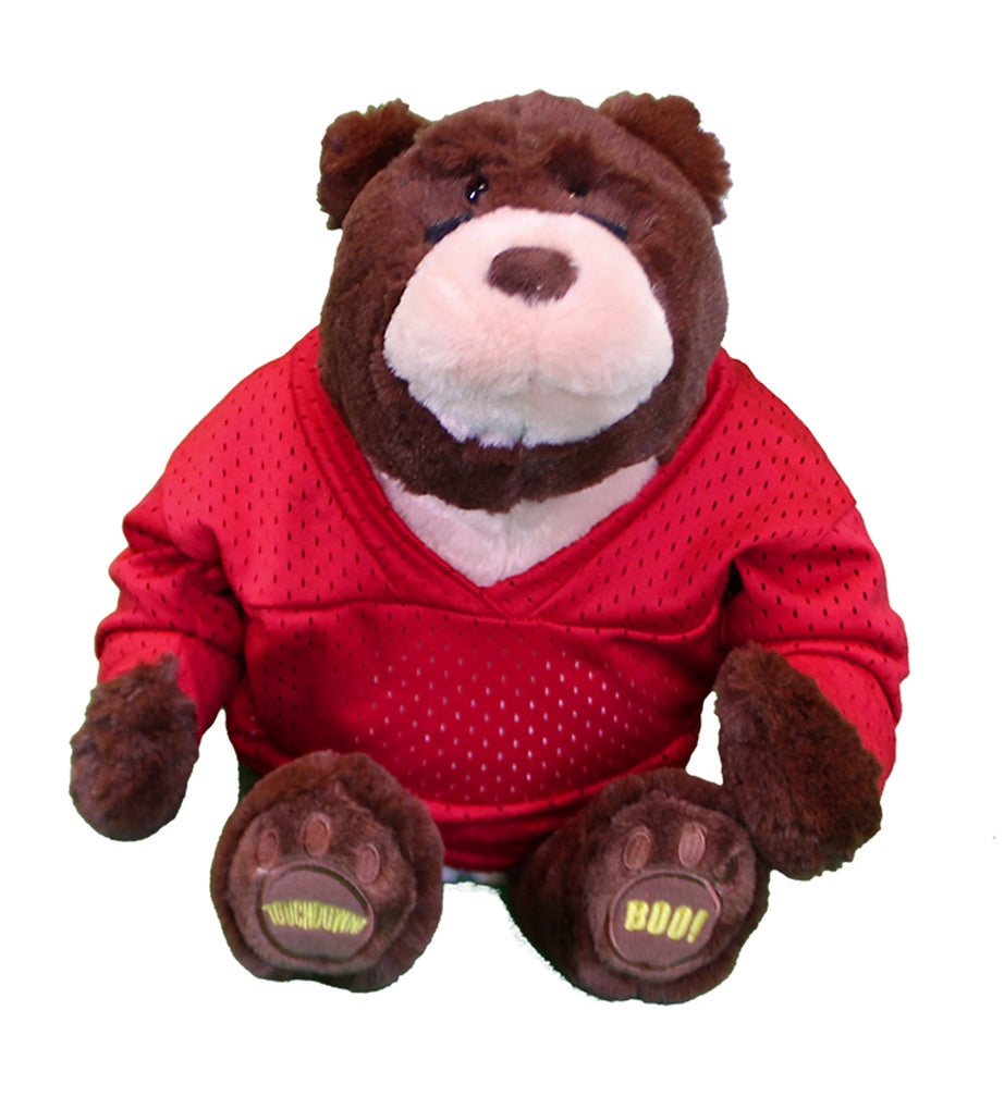 Sarge-Cheering Stuffed Bear in Husker Jersey