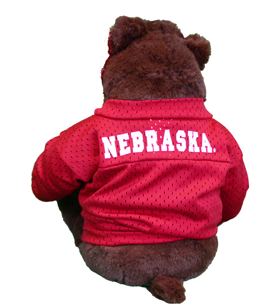 Sarge-Cheering Stuffed Bear in Husker Jersey