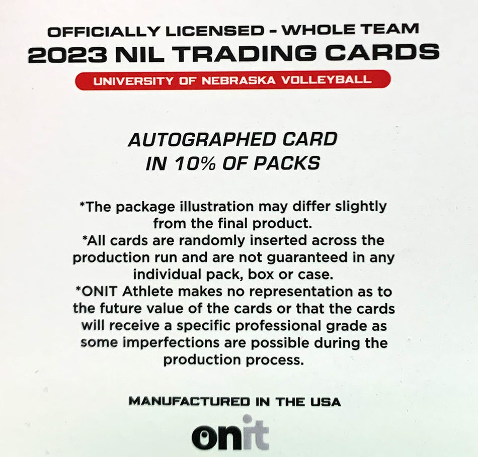 NIL Nebraska Womens Volleyball  2023 Trading Card Pack
